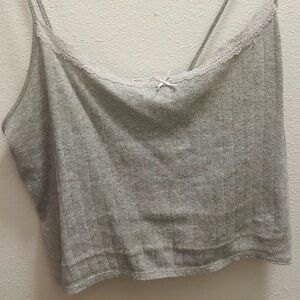 Grey lace and bow tank
